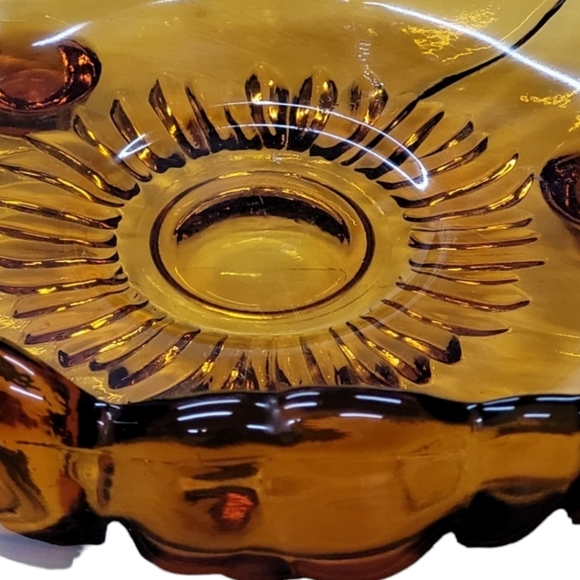 Vintage 'Petals' Amber Glass Bowl by Colony Glass c1960's - Picture 4 of 8